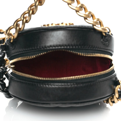 Chanel Shiny Goatskin Quilted Chanel 19 Round Clutch With Chain Black 7 of 11