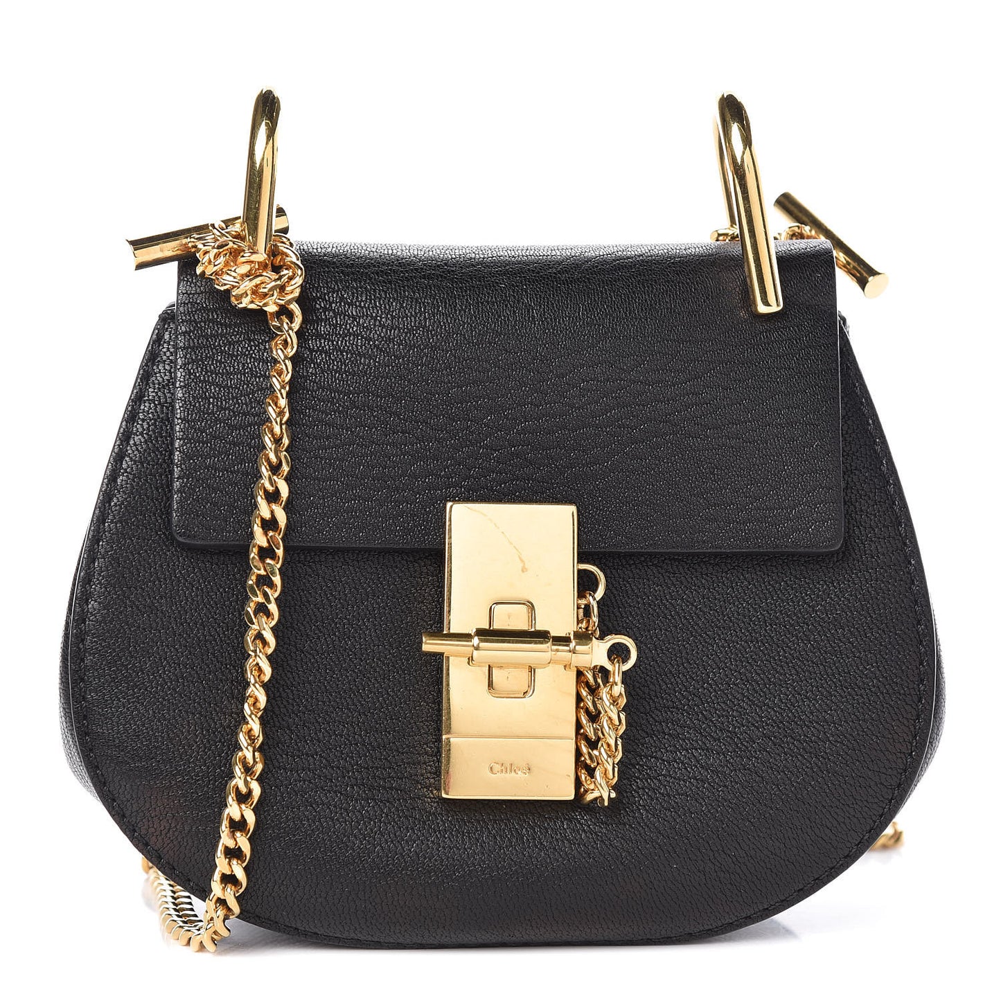 Grained Lambskin Nano Drew Shoulder Bag Black