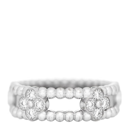 Van Cleef & Arpels 18K White Gold Diamond Perlee Sweet Clovers Ring 51 5.75 1 of 5