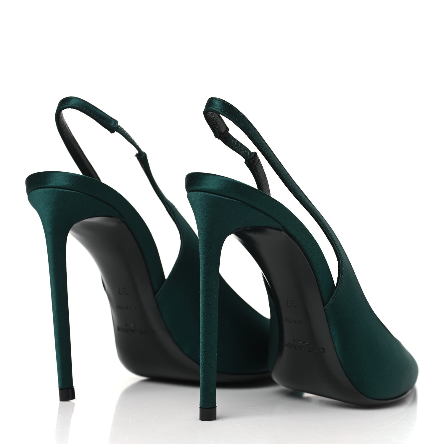 Saint Laurent Crepe Satin Zoe 105 Slingback Pump 37 Dorian Green 4 of 11