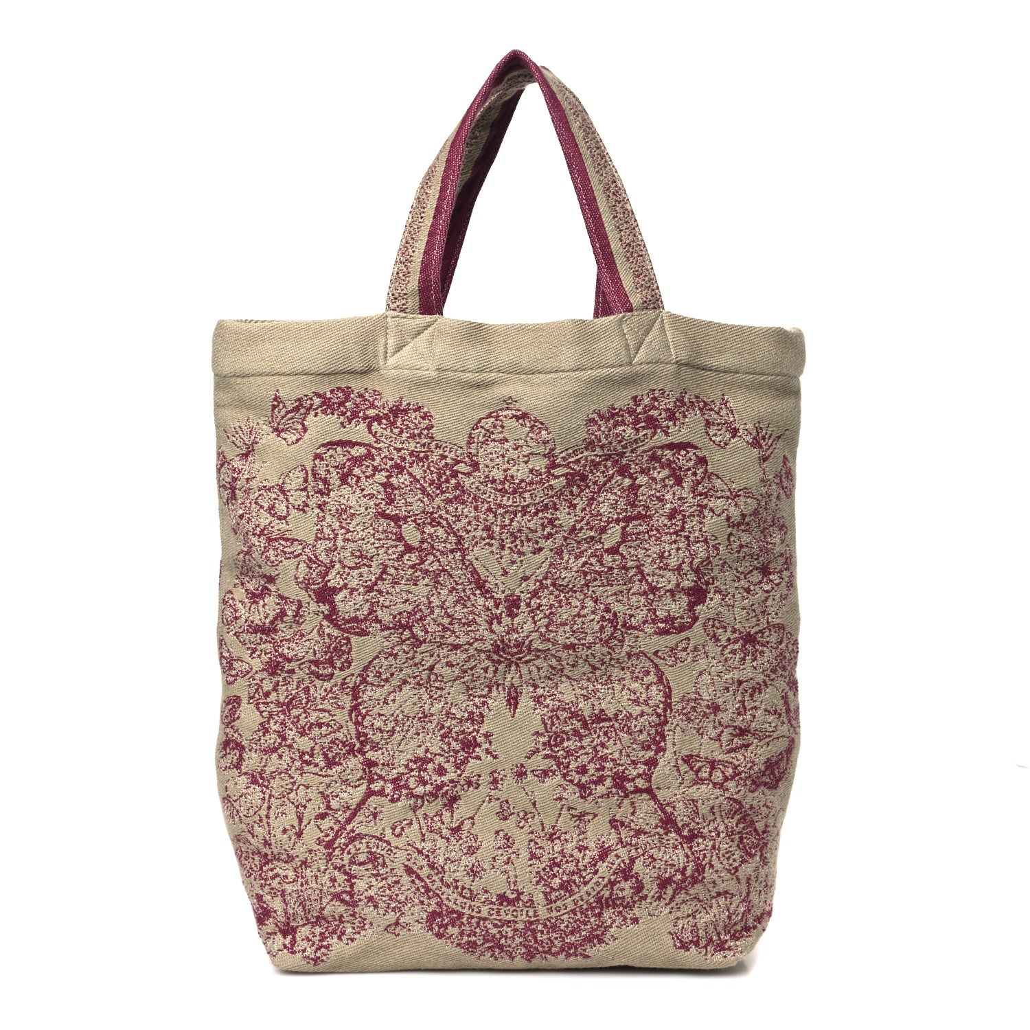 Christian Dior Canvas Print Cruise 2024 Mexico City Tote Ivory Burgundy 1 of 8