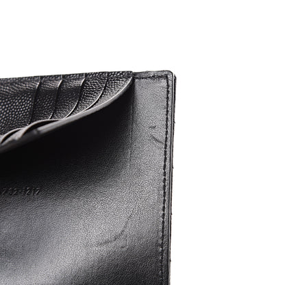 Saint Laurent Grain De Poudre Matelasse Chevron Small Monogram Passport Case Black 7 of 8
