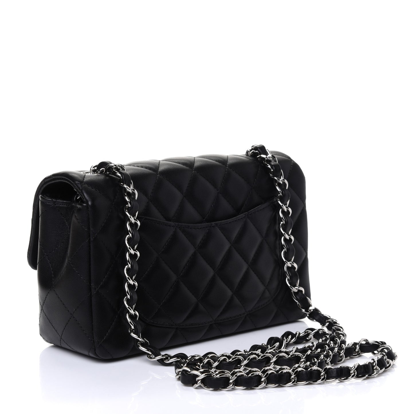 Lambskin Quilted Mini Rectangular Flap Black
