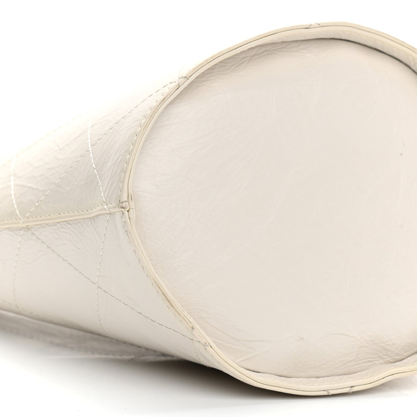 Aged Calfskin Stitched Shoulder Bag White