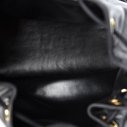 Chanel Lambskin CC Stitched Drawstring Bucket Bag Black 4 of 8
