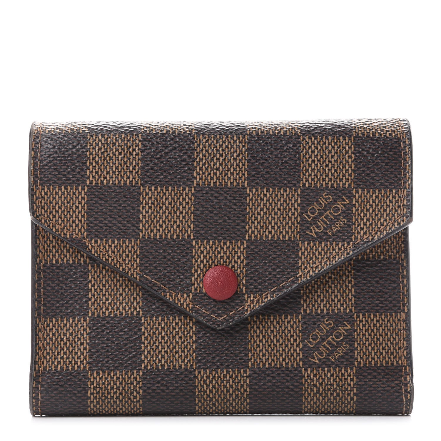 Louis Vuitton Damier Ebene Victorine Wallet Red 1 of 9