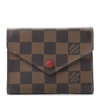 Louis Vuitton Damier Ebene Victorine Wallet Red 1 of 9