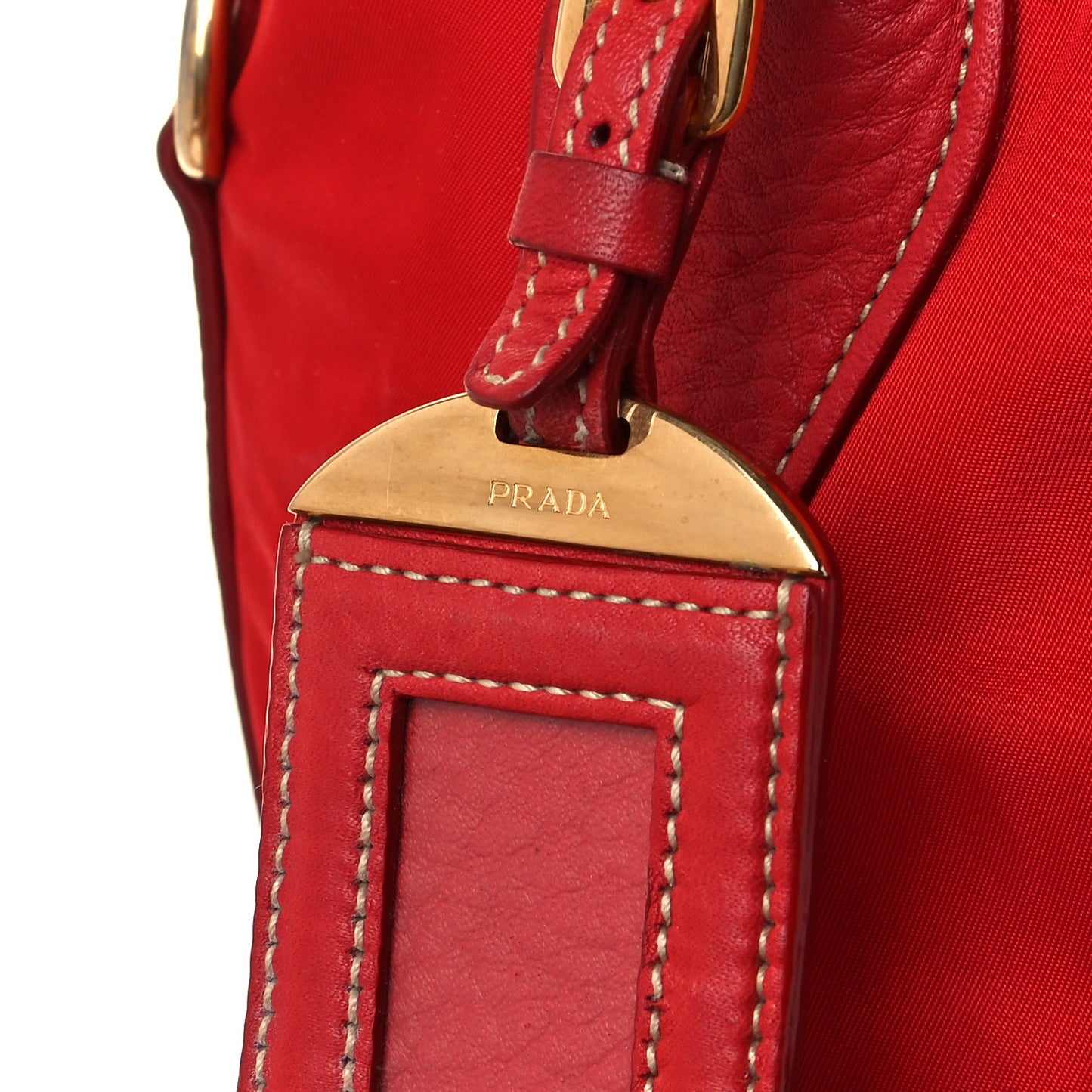 Tessuto Nylon Vitello Daino Tote Red