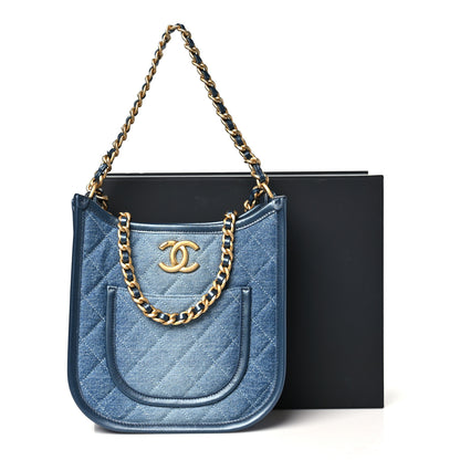 Chanel Washed Denim Quilted Small Hobo Blue 10 of 10