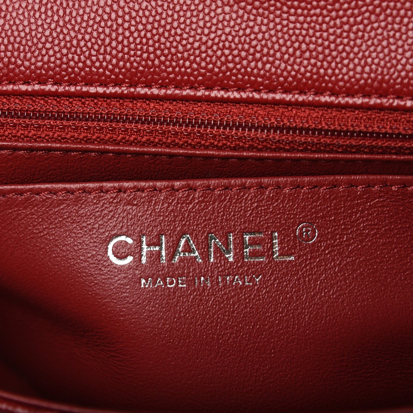 Caviar Quilted Mini Rectangular Flap Dark Red