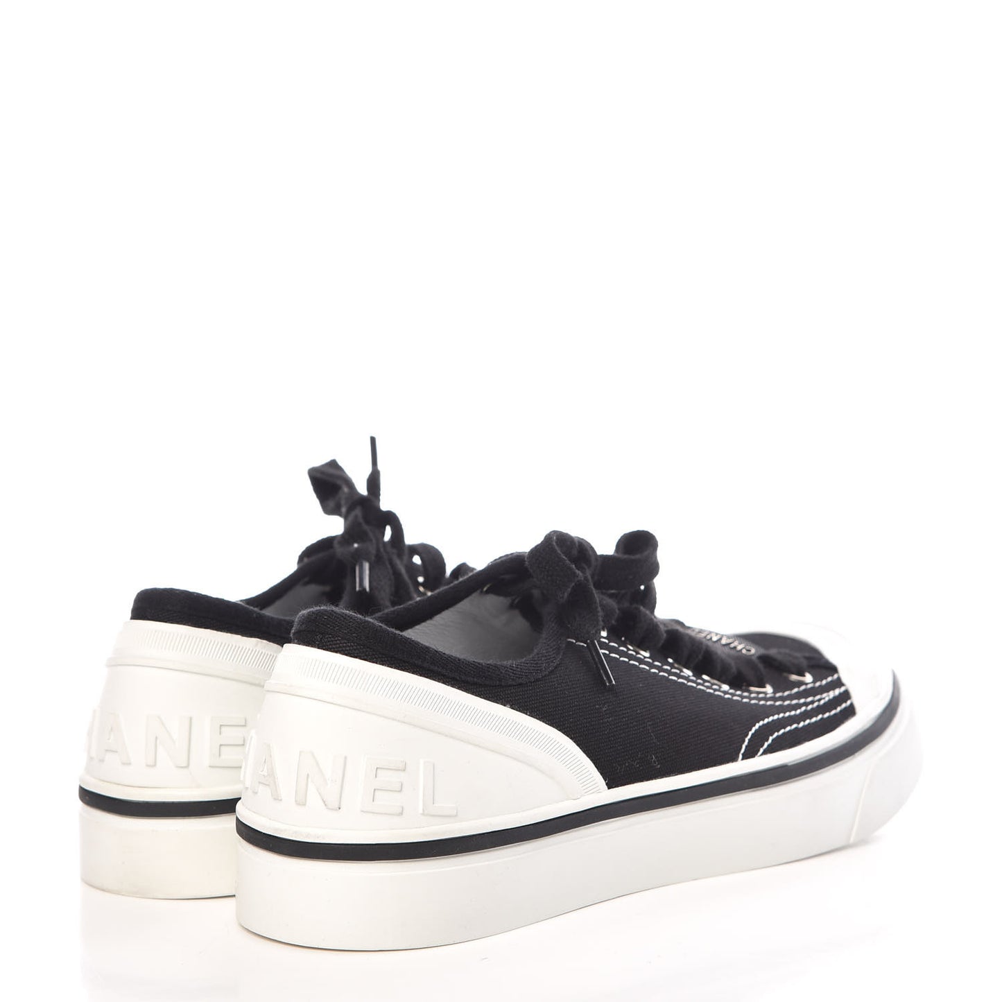 Canvas Lace Up Cap Toe Sneakers 38 Black