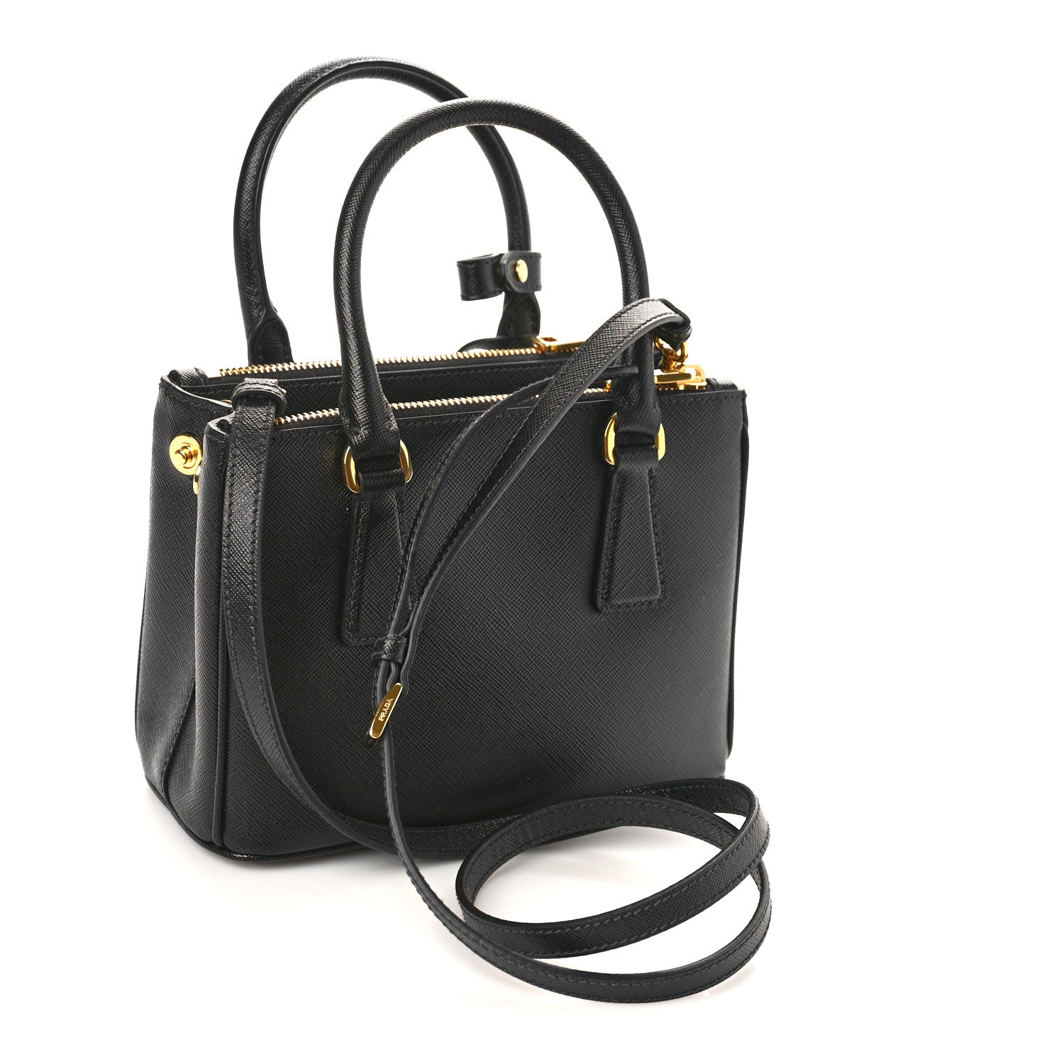 Prada Saffiano Lux Mini Galleria Double Zip Tote Black 3 of 8
