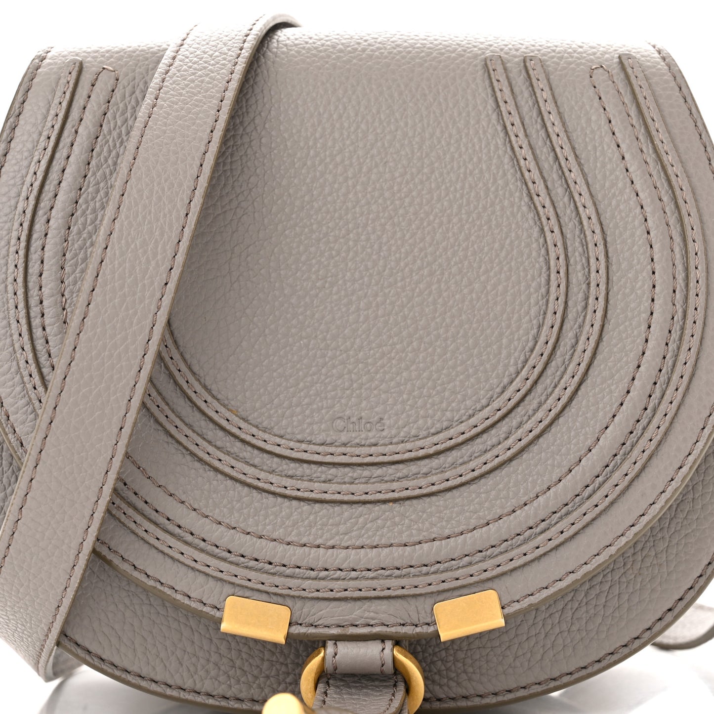 Calfskin Mini Marcie Round Crossbody Bag Cashmere Grey