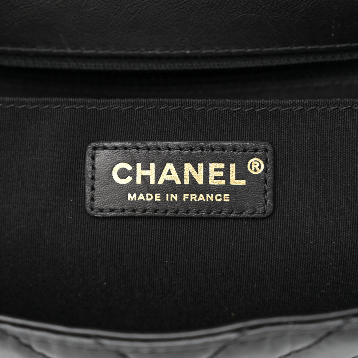 Calfskin Chevron Quilted Top Handle Flap Black