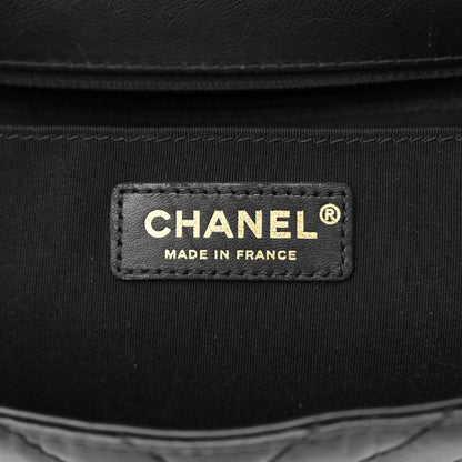 Chanel Calfskin Chevron Quilted Top Handle Flap Black 6 of 10
