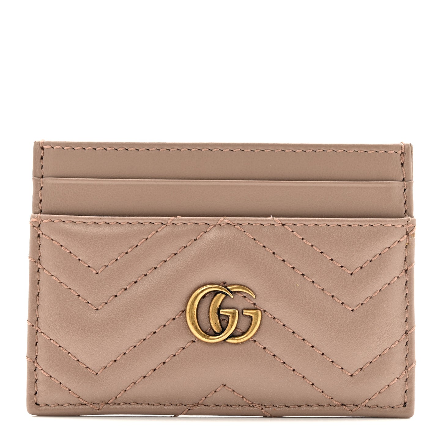 Calfskin Matelasse GG Marmont Card Holder Porcelain Rose