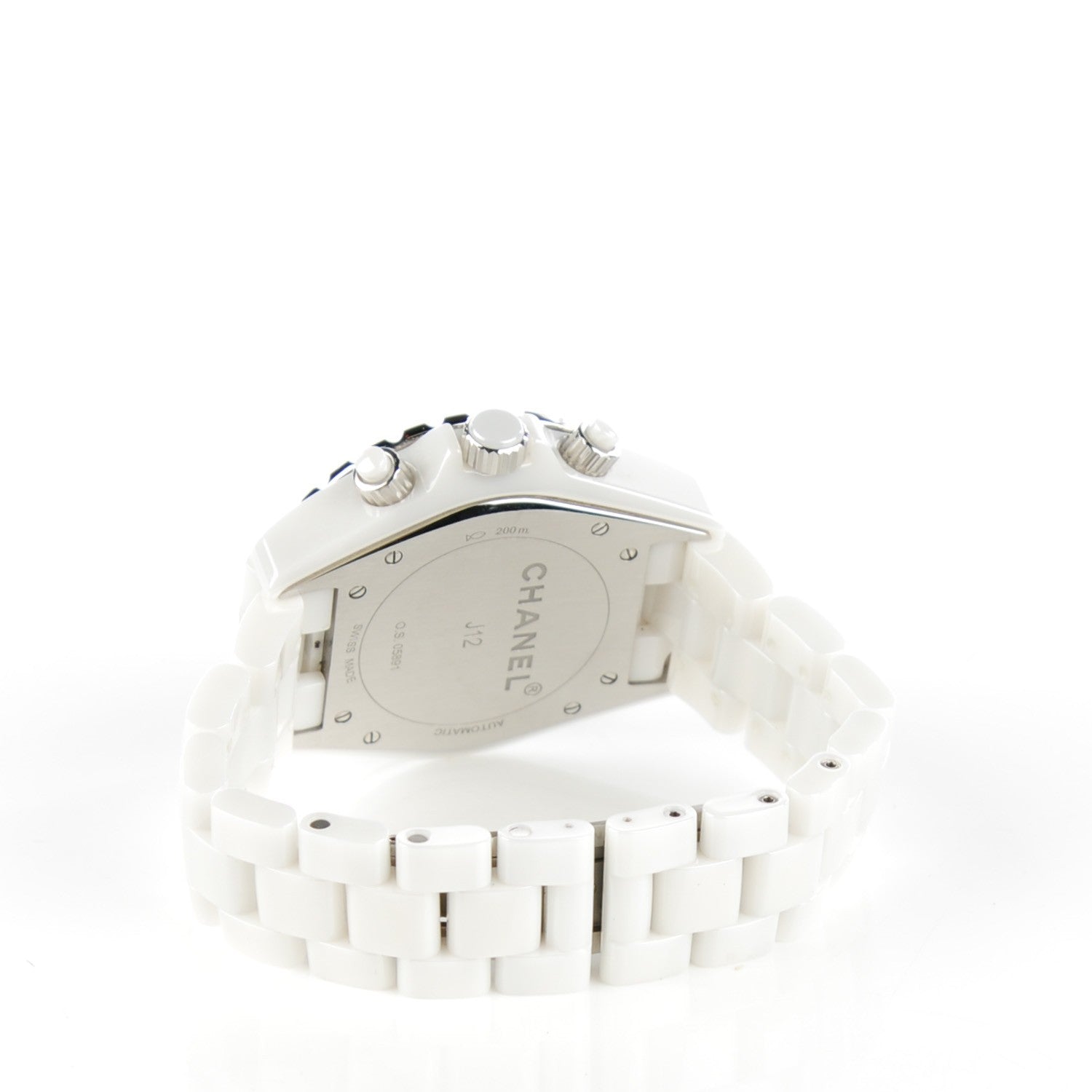 Chanel Stainless Steel Ceramic Diamond Bezel 41mm J12 Chronograph Automatic Watch White 4 of 8