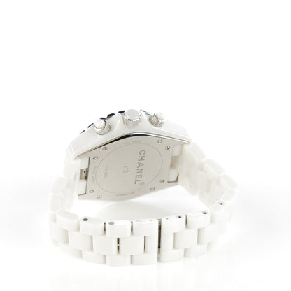 Chanel Stainless Steel Ceramic Diamond Bezel 41mm J12 Chronograph Automatic Watch White 4 of 8