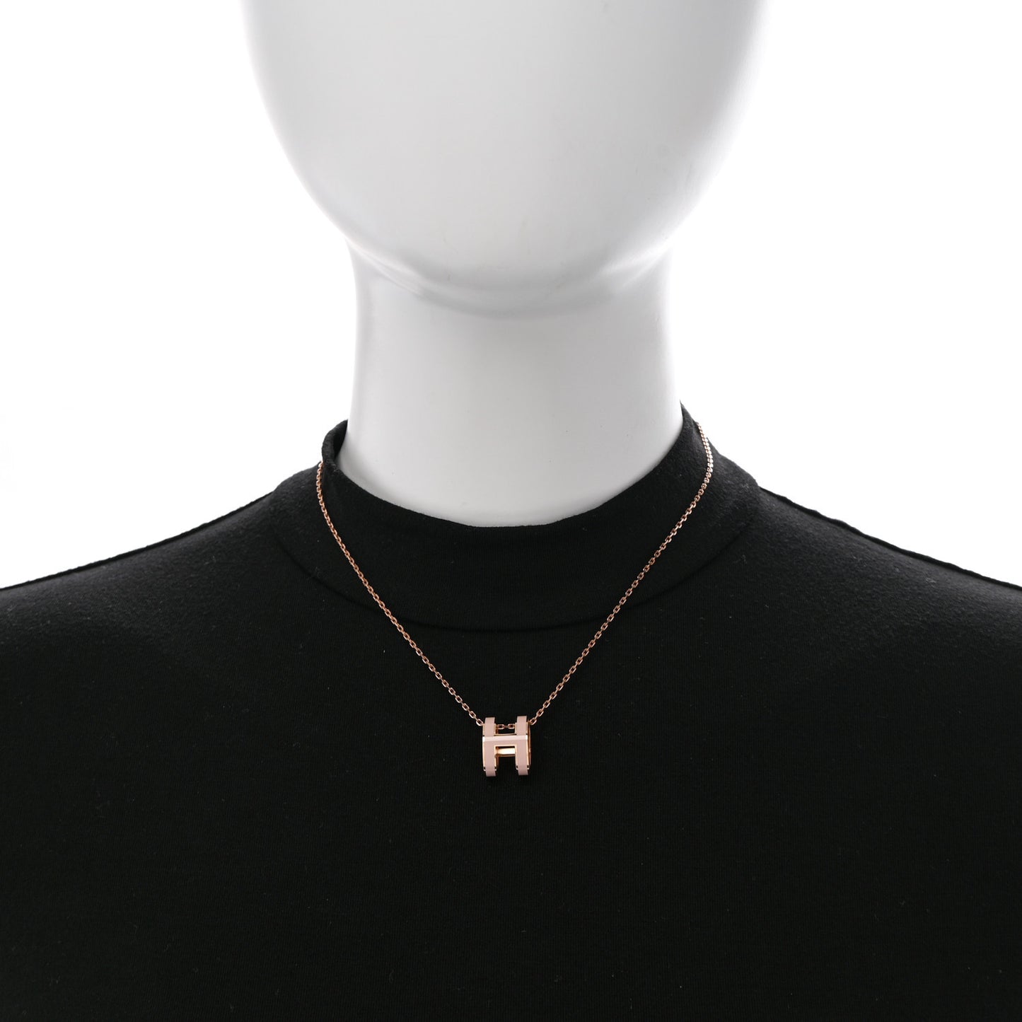 Lacquered Gold Pop H Pendant Necklace Rose Dragee