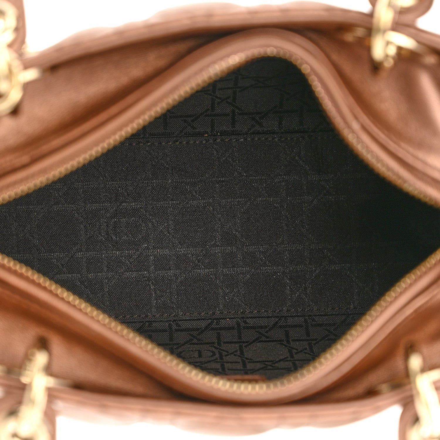 Christian Dior Metallic Lambskin Cannage Medium Lady Dior Bronze 4 of 10