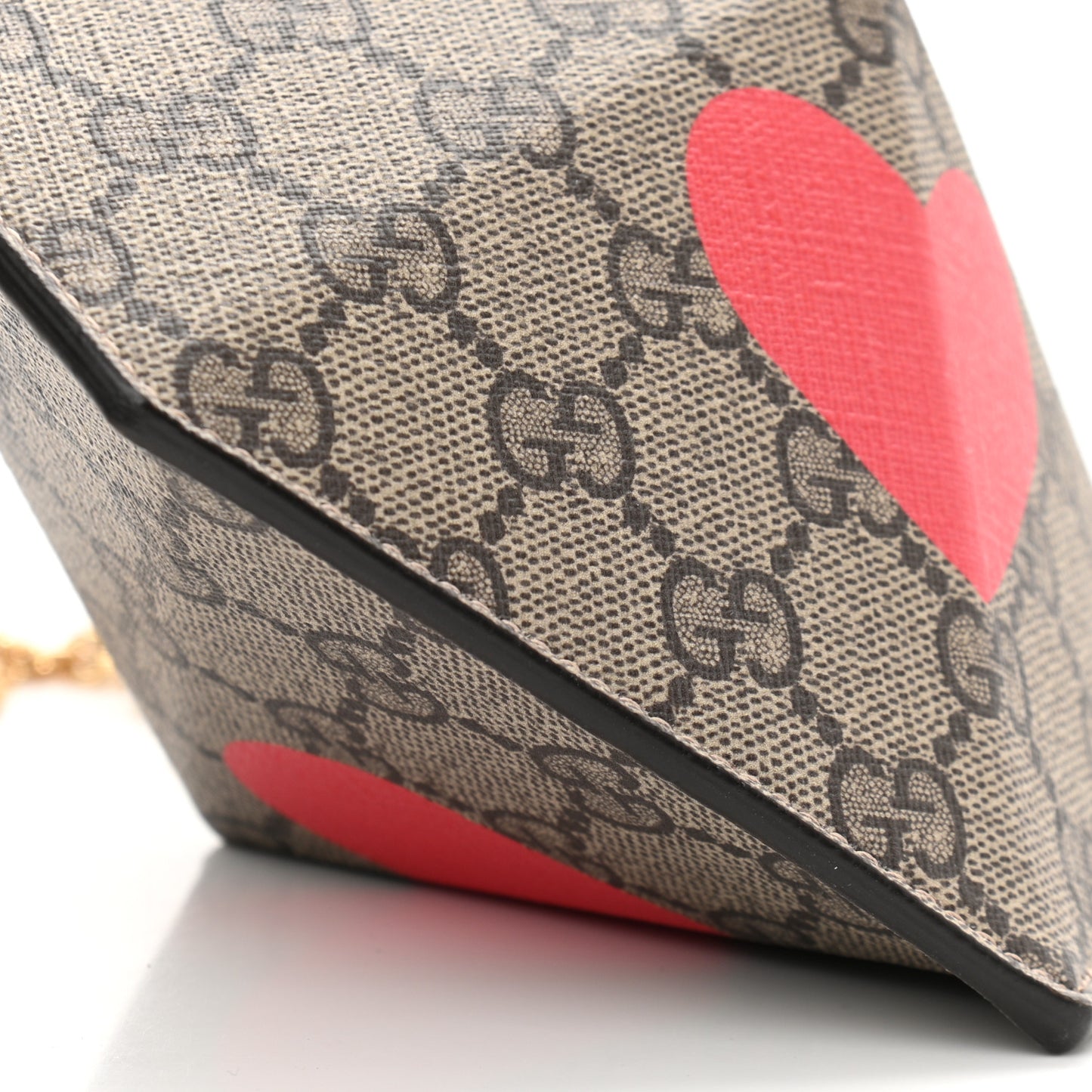 GG Supreme Monogram Love Heart Valentines Day Mini Padlock Heart Bag Beige Ebony New Geranium