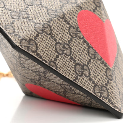 Gucci GG Supreme Monogram Love Heart Valentines Day Mini Padlock Heart Bag Beige Ebony New Geranium 10 of 10