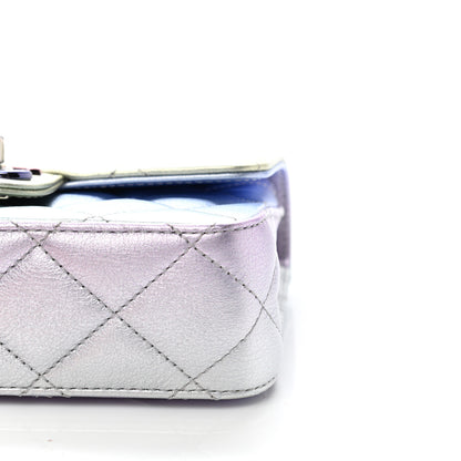 Chanel Gradient Metallic Calfskin Quilted Clutch Silver Blue Yellow Purple 10 of 10