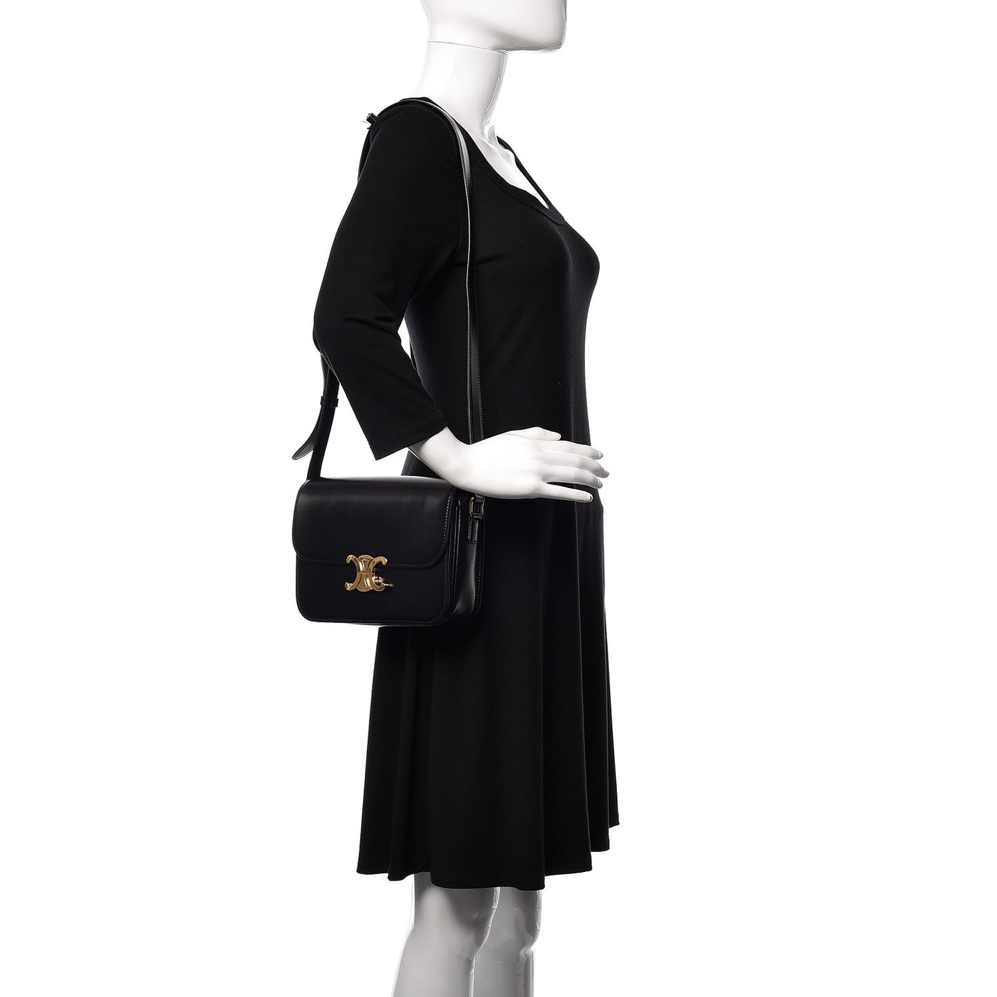 Shiny Calfskin Large Triomphe Black