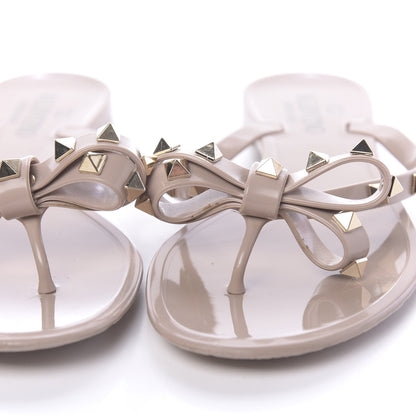 Valentino Garavani PVC Jelly Rockstud Bow Thong Sandals 39 Poudre 10 of 10