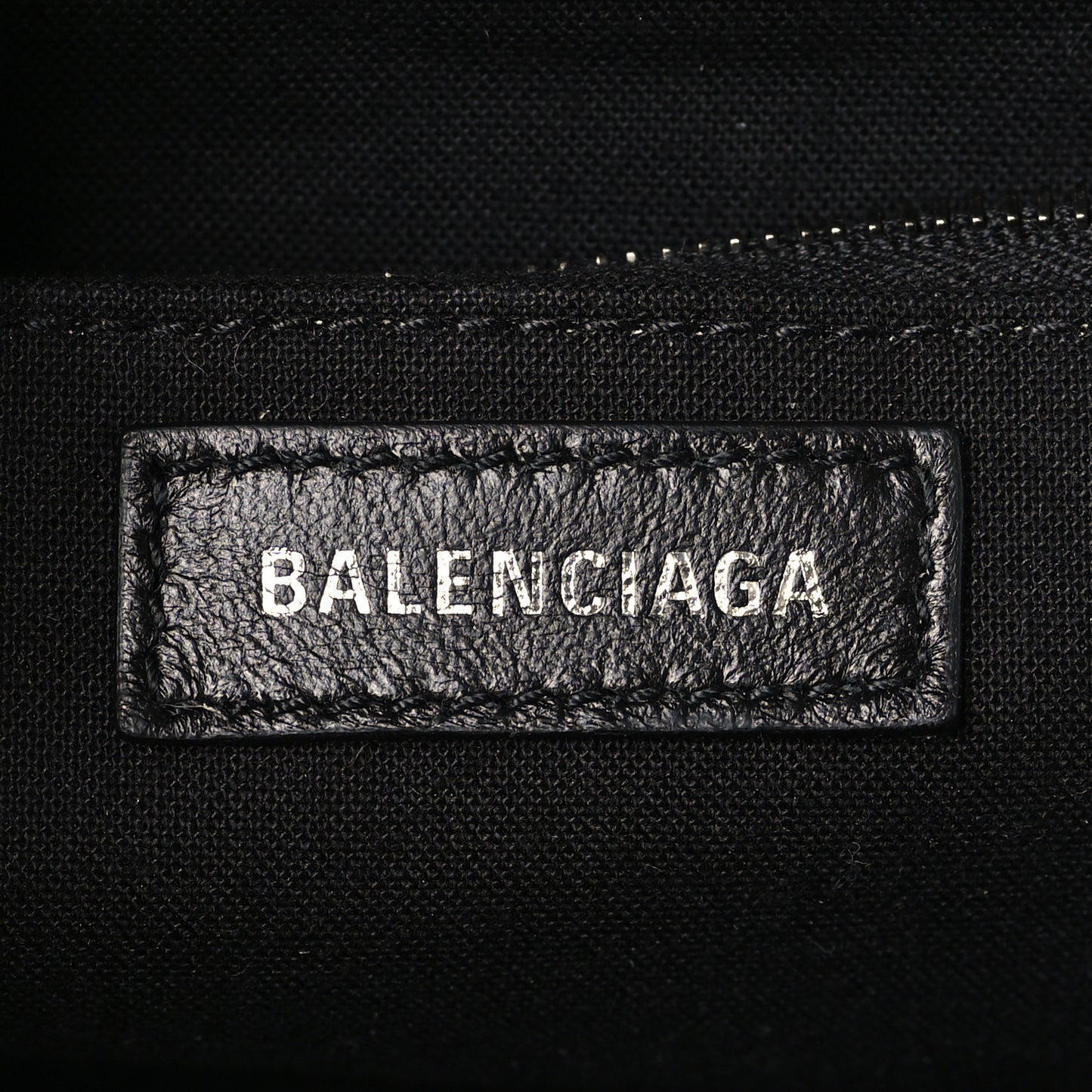 Metallic Textured Calfskin Logo Cloud Clutch XS Black