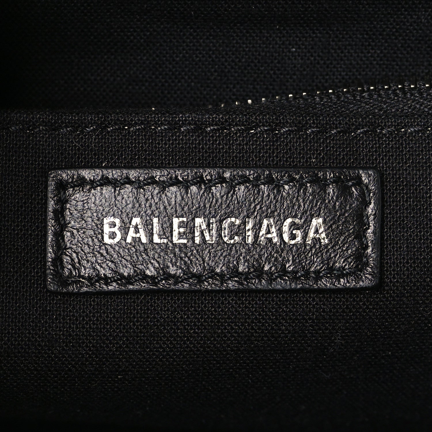 Balenciaga Metallic Textured Calfskin Logo Cloud Clutch XS Black 9 of 9