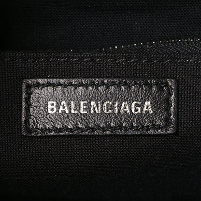 Balenciaga Metallic Textured Calfskin Logo Cloud Clutch XS Black 9 of 9