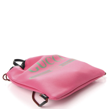 Gucci Grained Calfskin Logo Drawstring Backpack Box Pink Green Black 3 of 9