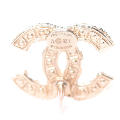 Chanel Metal Graduated Pearl Crystal CC Earrings Light Gold 3 of 4
