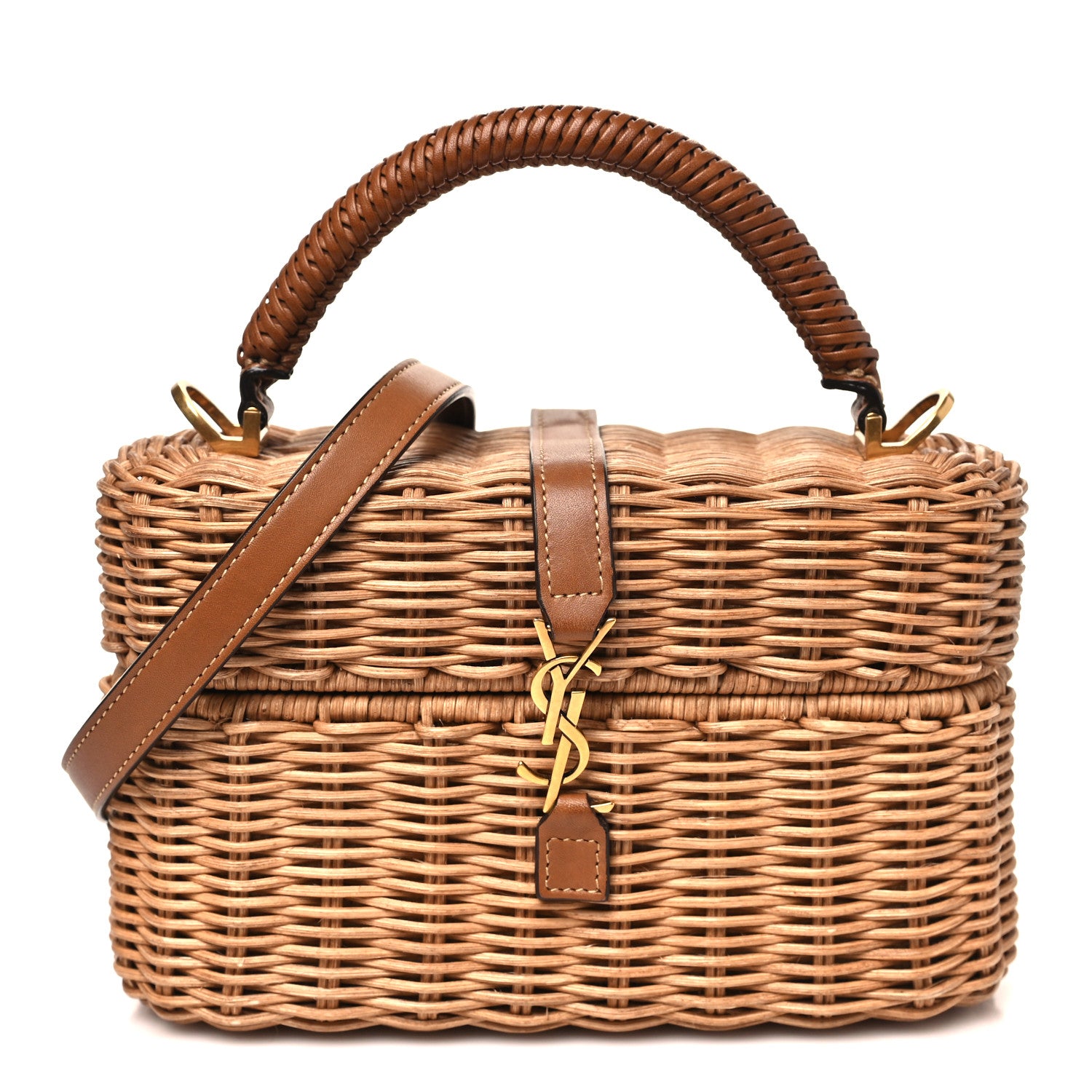 Saint Laurent Wicker Gaby Vanity Bag Natural Brick 1 of 11
