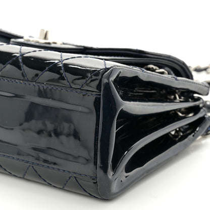 Chanel Patent Quilted Accordion Double Flap Navy Blue 10 of 10