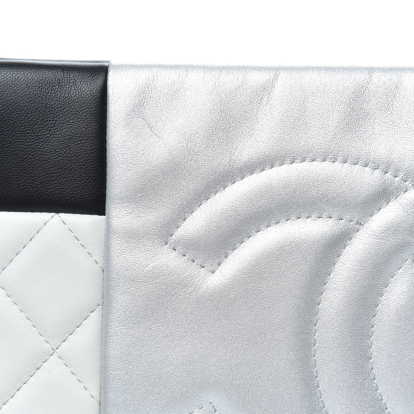 Lambskin Patchwork Medium Cosmetic Case Multicolor Silver
