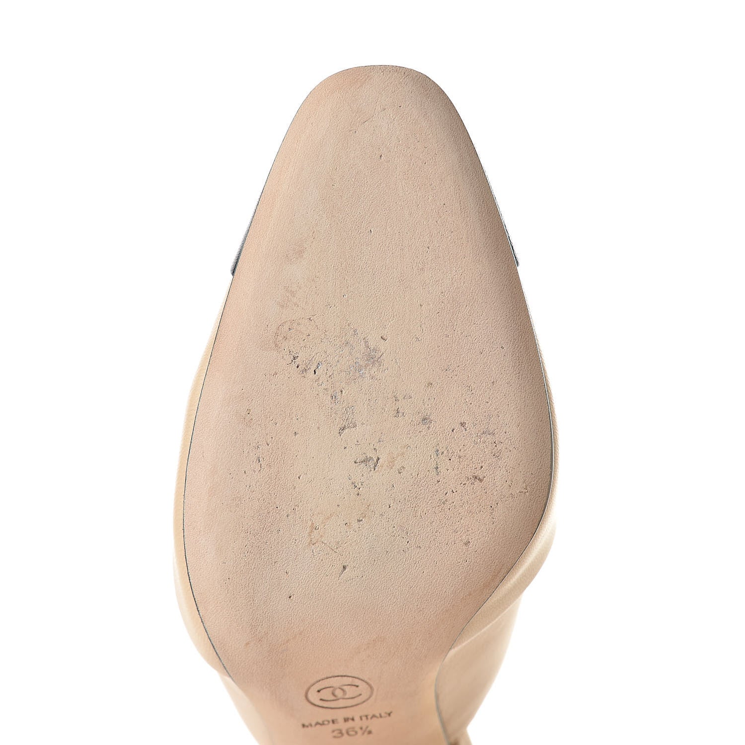 Chanel Lambskin Cap Toe CC Mules 36.5 Beige 12 of 13