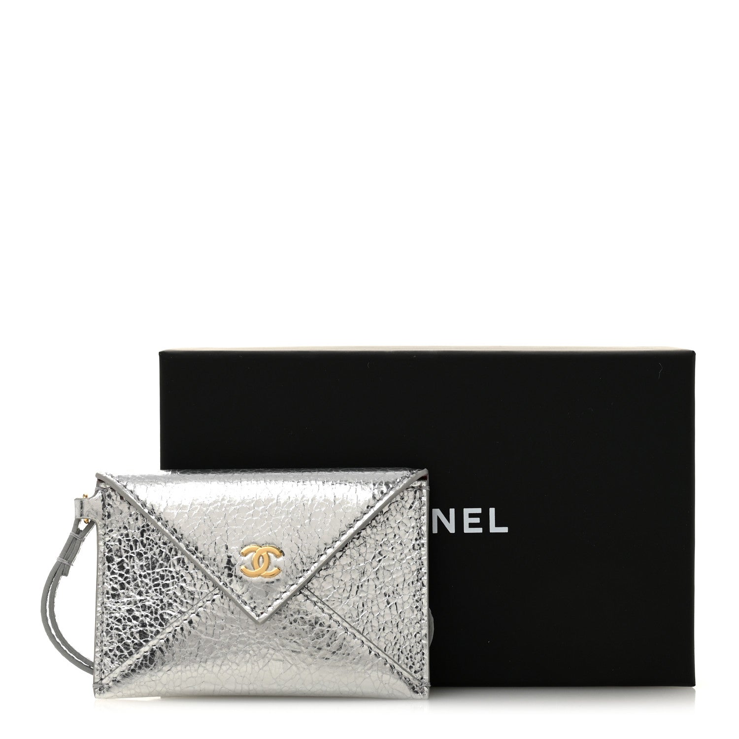 Chanel Metallic Lambskin Card Holder Bag Charm Silvery 8 of 8