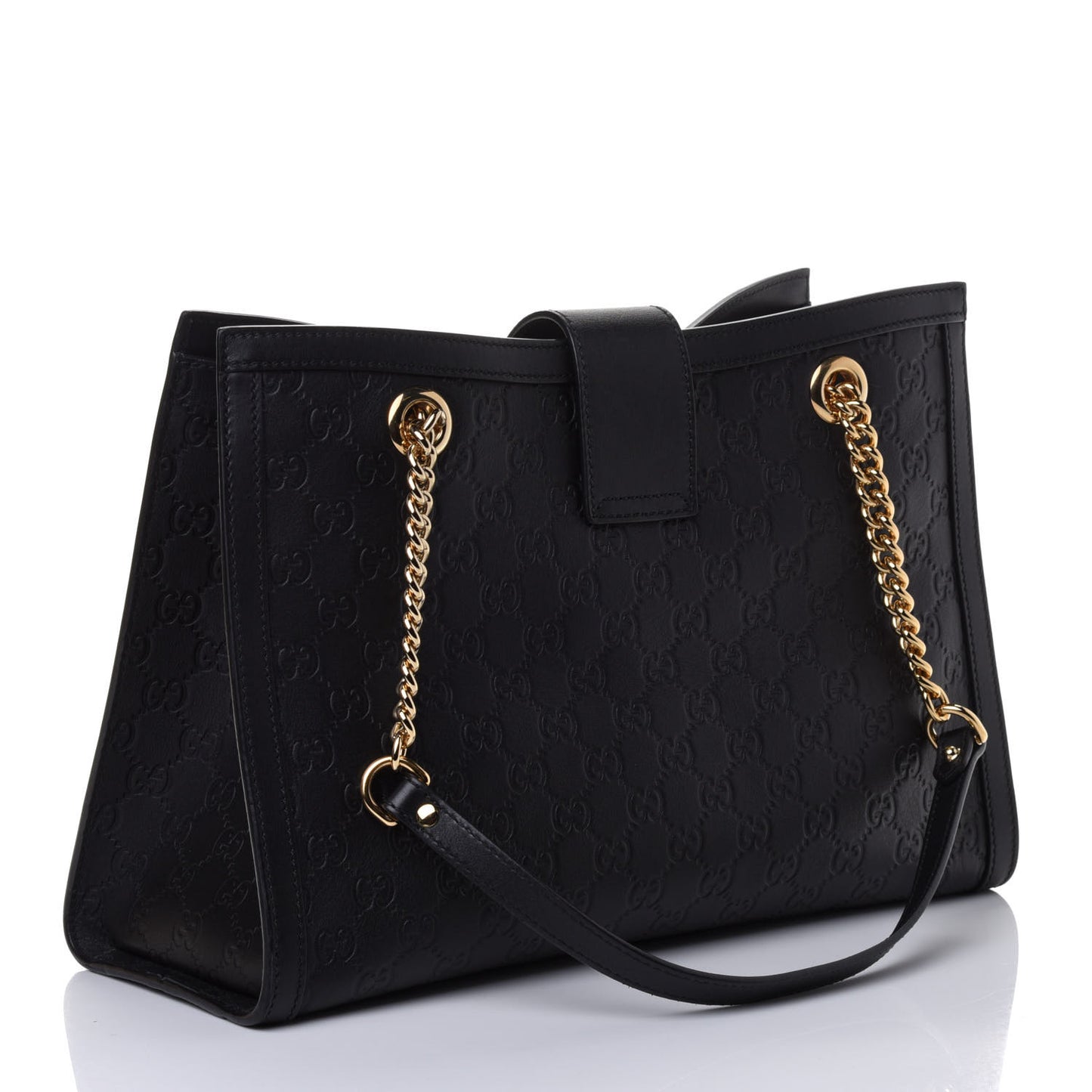 Guccissima Medium Padlock Tote Black