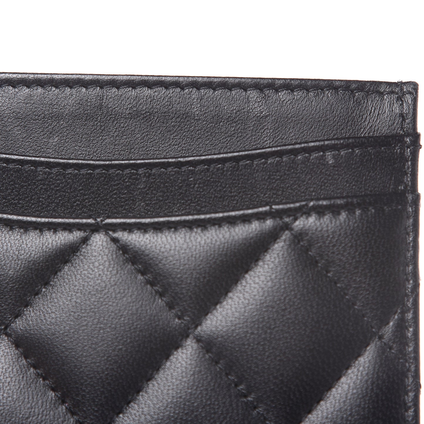 Lambskin Quilted Card Holder Black