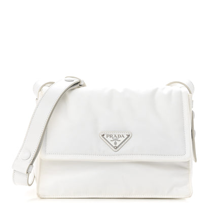 Prada Re-Nylon Vitello Padded Small Flap Shoulder Bag White 1 of 16
