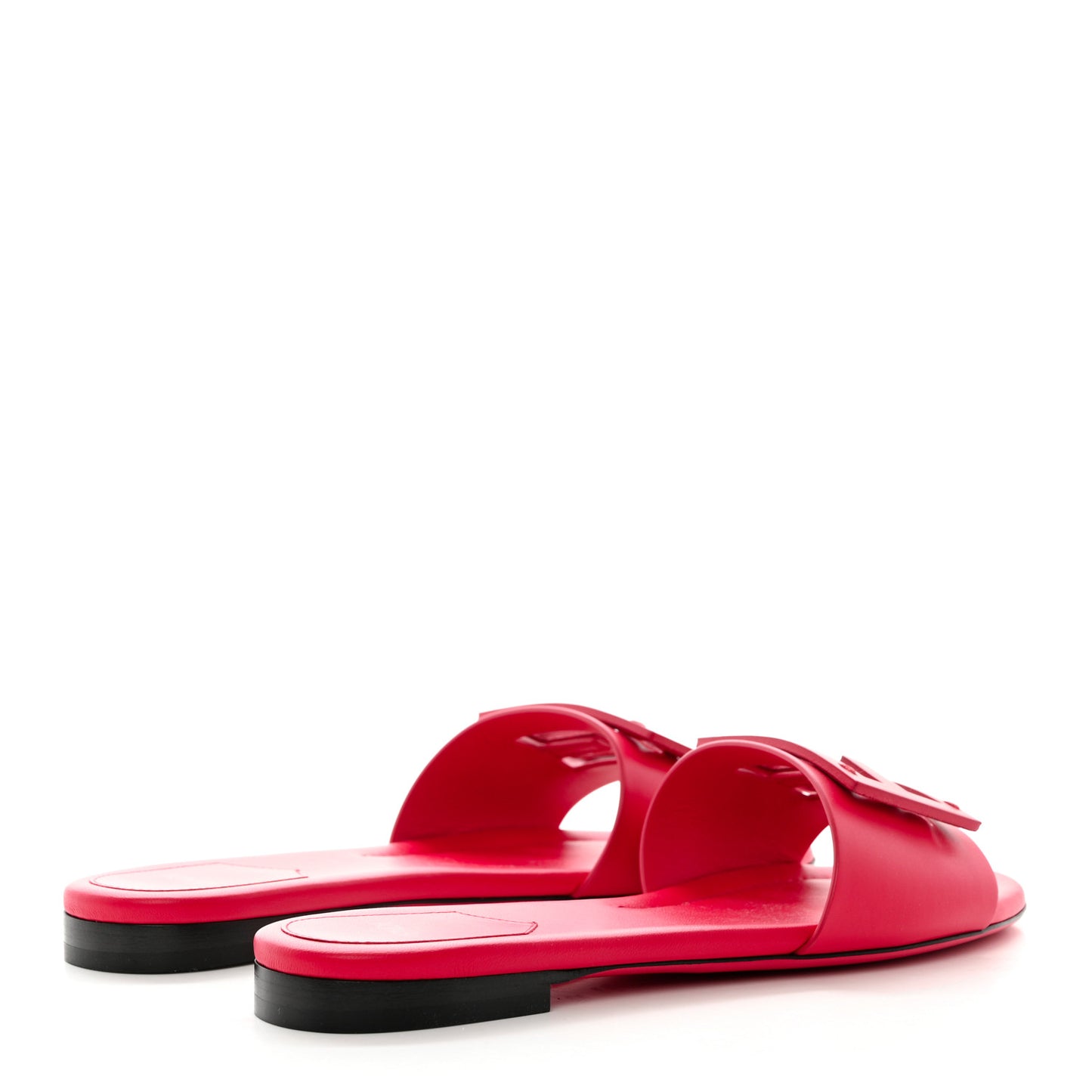 Vitello Cuoio Baguette Flat Slide Sandals 37.5 Lampone
