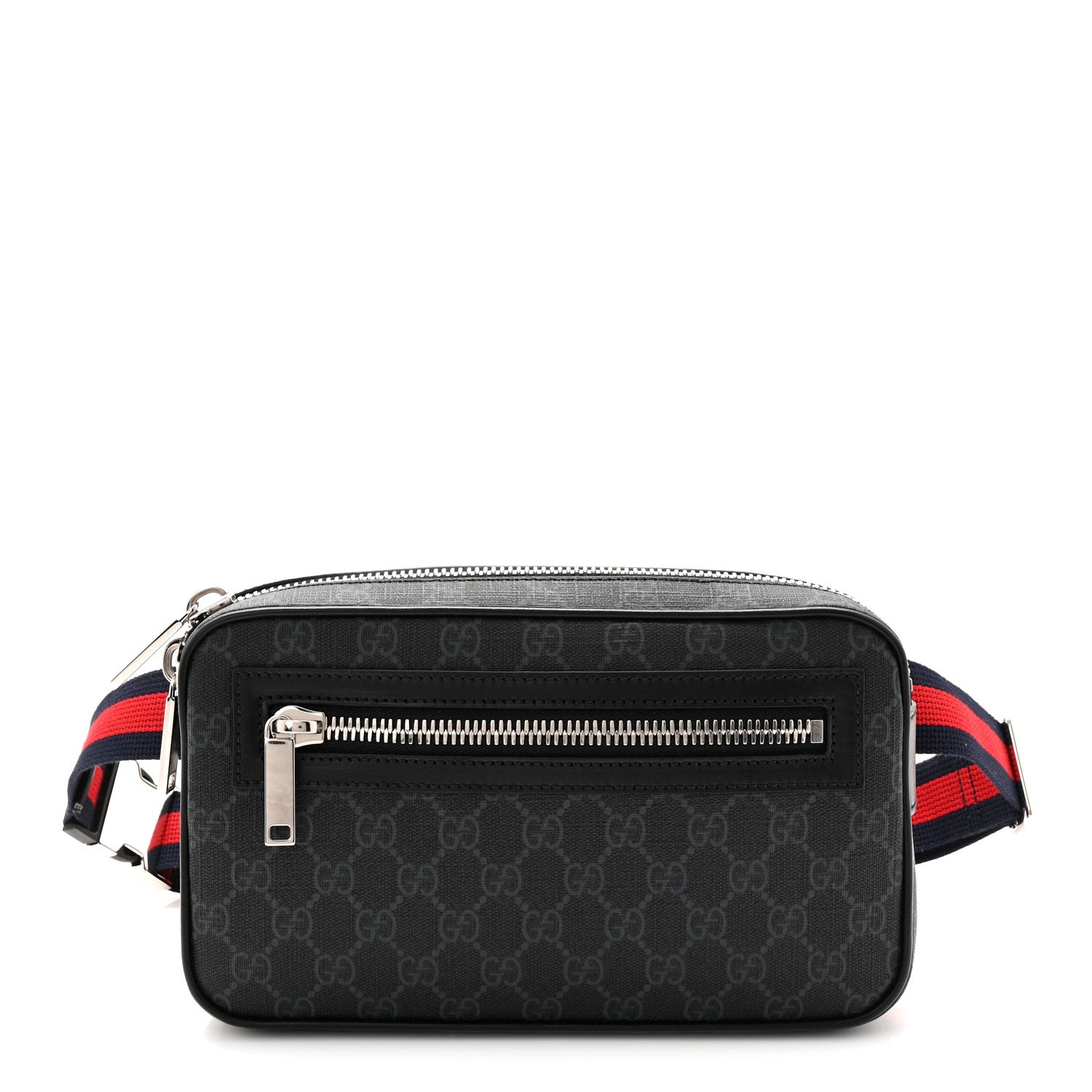 Gucci Soft GG Supreme Monogram Web Belt Bag Black Grey 1 of 10