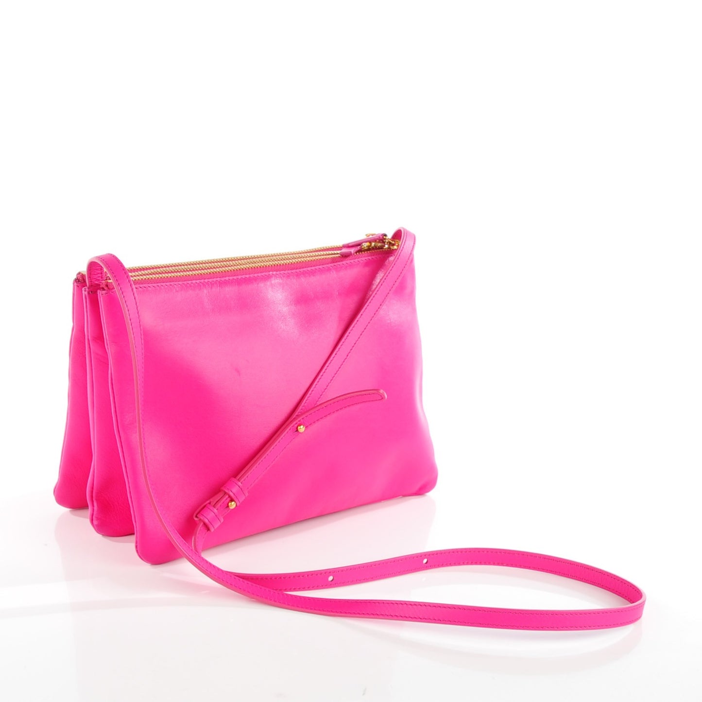 Lambskin Large Trio Crossbody Bag Fuchsia