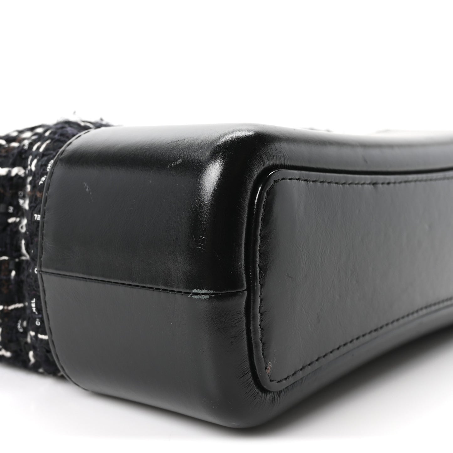 Tweed Calfskin Quilted Medium Gabrielle Hobo Black White