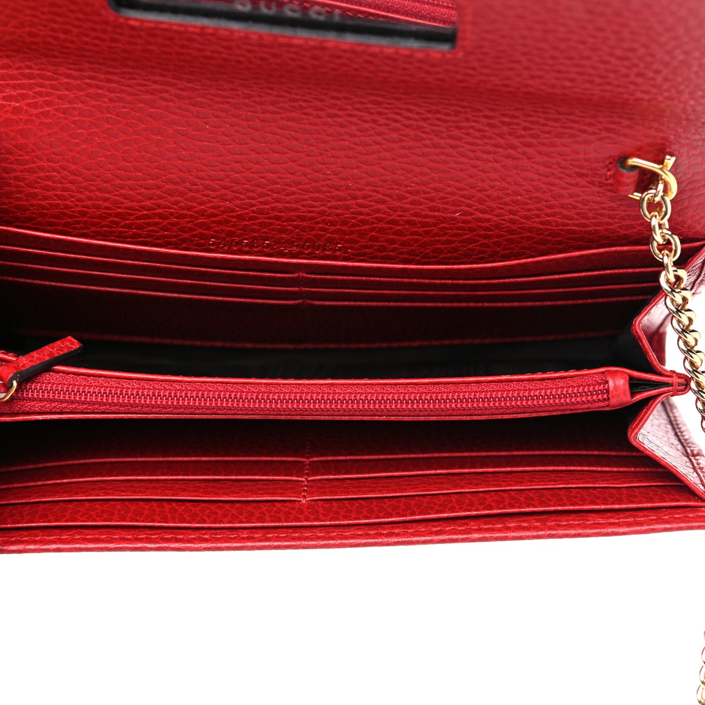 Dollar Calfskin Petite GG Marmont Wallet Chain Bag Hibiscus Red