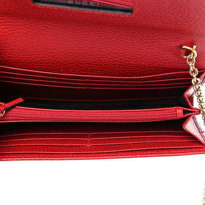Gucci Dollar Calfskin Petite GG Marmont Wallet Chain Bag Hibiscus Red 4 of 9