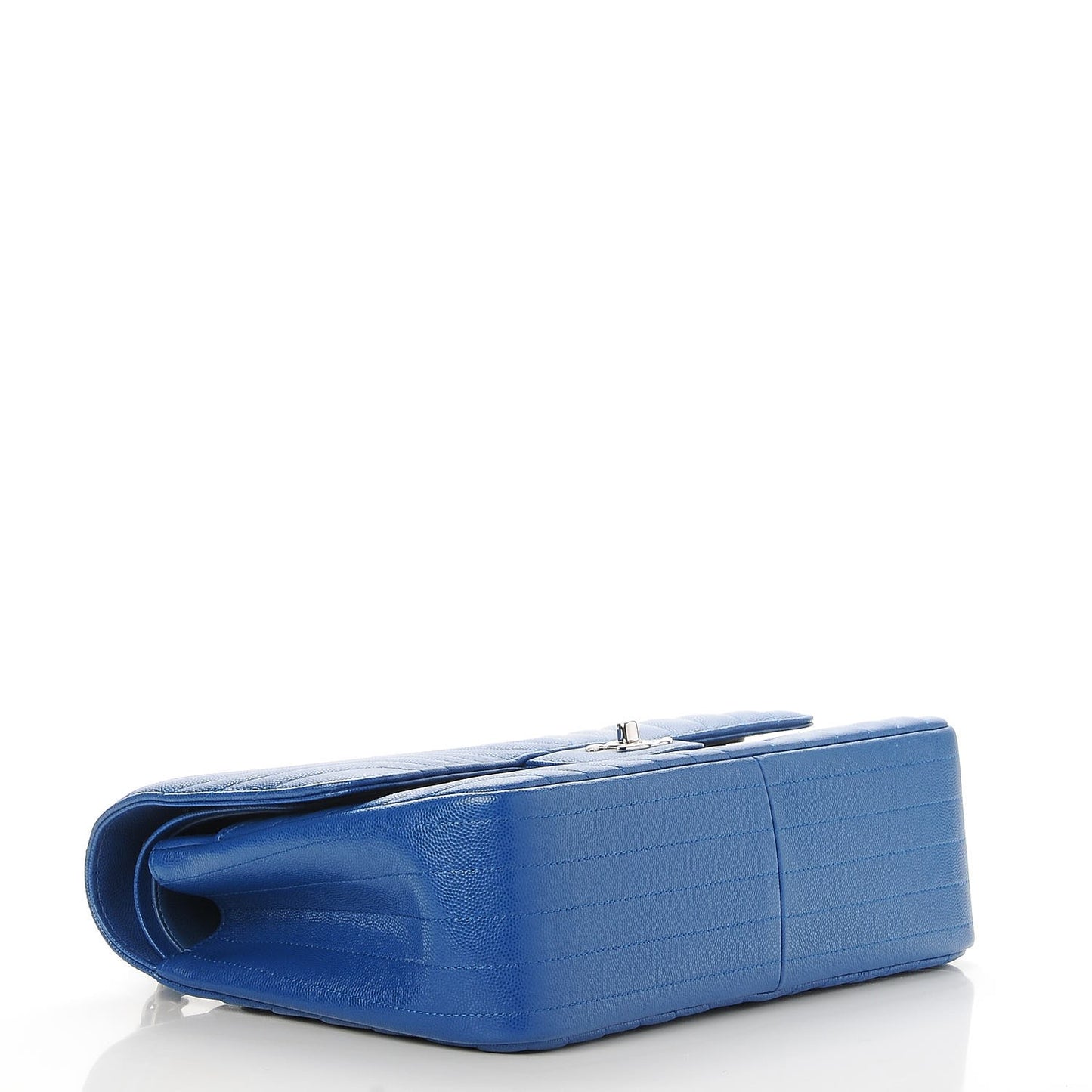Caviar Chevron Quilted Jumbo Double Flap Blue