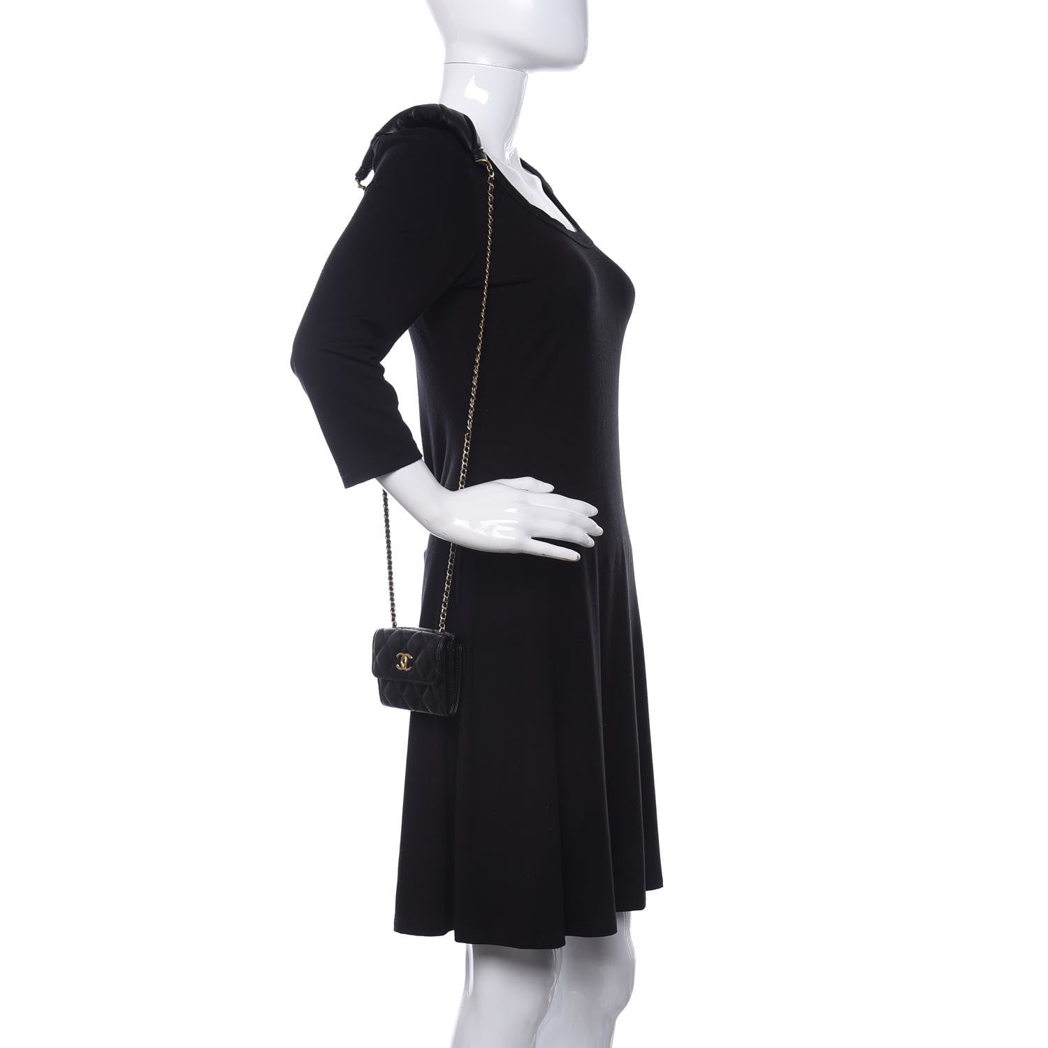 Chanel Lambskin Quilted Card Holder with Chain Black 2 of 12